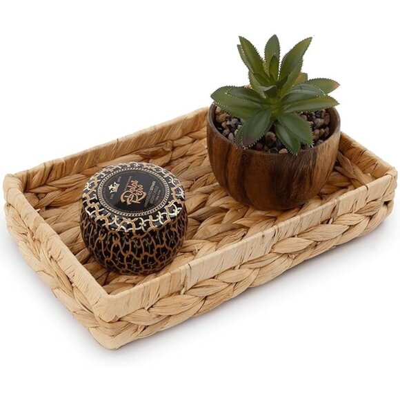 Other - Bathroom Trays for Counter 10" Decorative Rattan Vanity Tray Wicker Storage